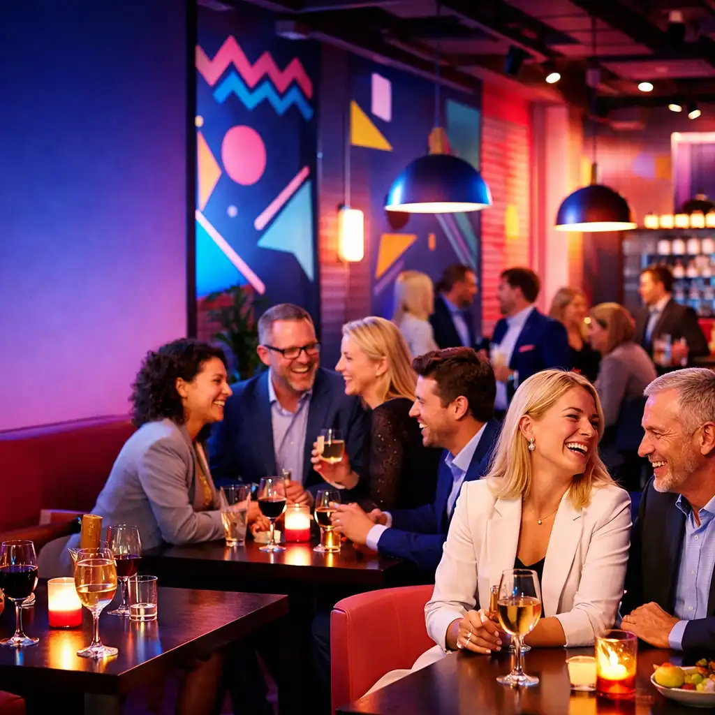 Wydarzenie firmowe w restauracji z energiczną atmosferą
