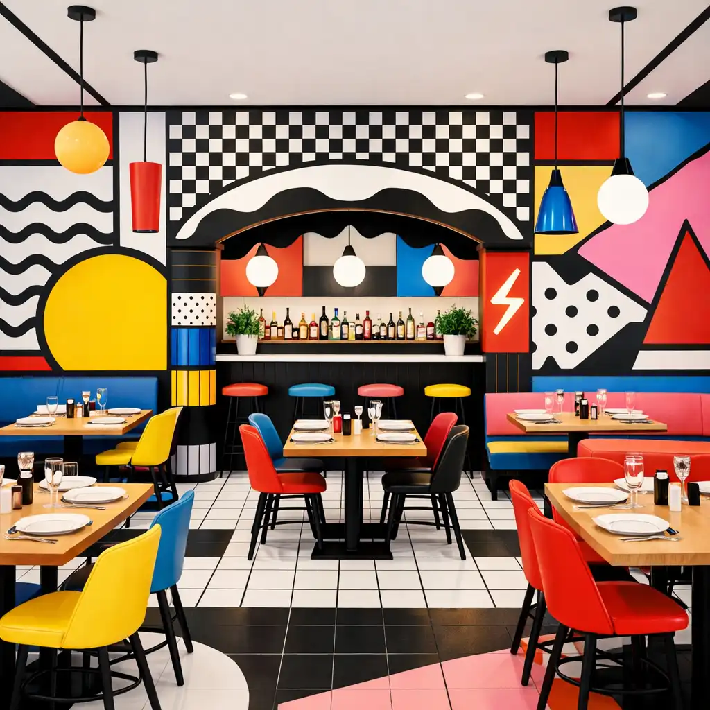 Wnętrze restauracji w stylu pop-art